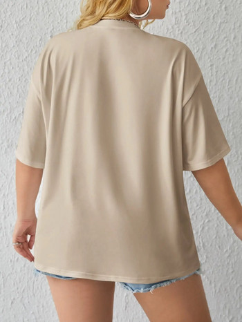 Голям размер Графична тениска Къса тениска от 90-те години на миналия век Бебешка риза с ръкав с щампа на букви Памучна дамска тениска Гръндж Модно улично горнище Дамско облекло