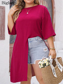 Proljeće ljeto velikih veličina, novi gornji dijelovi pulovera Ženske nepravilne modne široke plisirane ženske bluze Ležerne ženske majice kratkih rukava