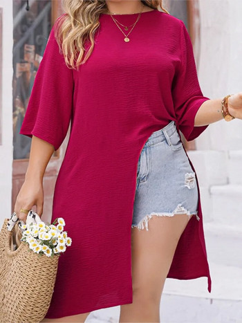 Плюс размер Пролет Лято Нови пуловери Дамски нередовни Модни свободни плисирани дамски блузи Ежедневни дамски тениски Горнища