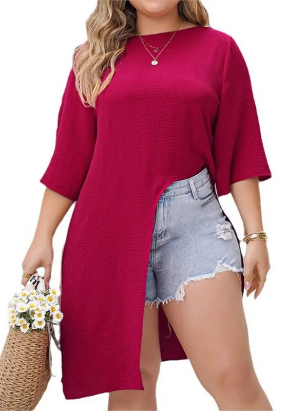 Proljeće ljeto velikih veličina, novi gornji dijelovi pulovera Ženske nepravilne modne široke plisirane ženske bluze Ležerne ženske majice kratkih rukava