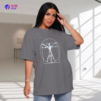 Нов стил Човешко тяло Performance Art line Character Plus Size T-shirt Hip-Hop Top Summer Shirt Cotton Casual Clothing