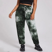 Με κορδόνι Μέση Καλοκαίρι Άνοιξη Παντελόνι Causal Tie Dye Παντελόνι ελαστικό μέσης Jogger Γυναικείο Αθλητικό παντελόνι μεγάλου μεγέθους 7XL 8XL