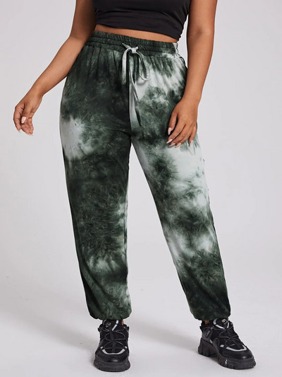 Με κορδόνι Μέση Καλοκαίρι Άνοιξη Παντελόνι Causal Tie Dye Παντελόνι ελαστικό μέσης Jogger Γυναικείο Αθλητικό παντελόνι μεγάλου μεγέθους 7XL 8XL