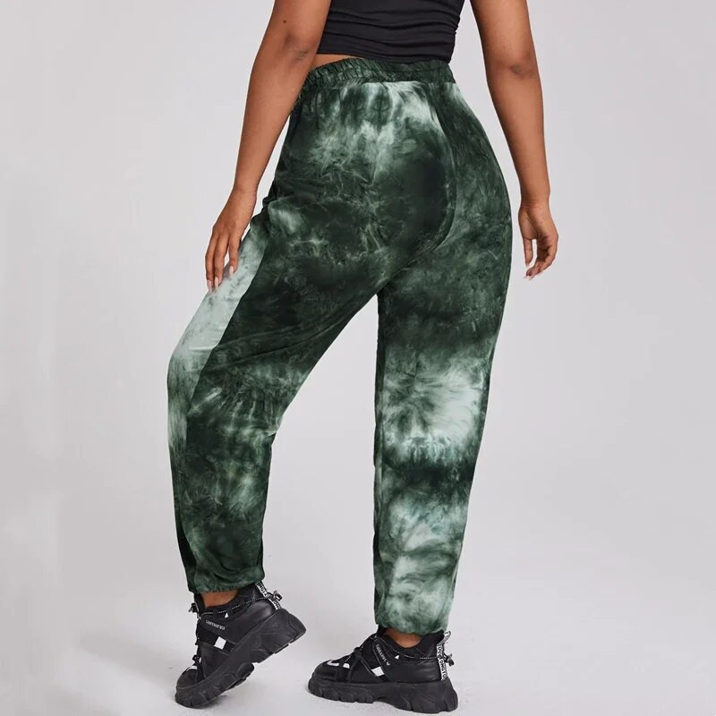 Με κορδόνι Μέση Καλοκαίρι Άνοιξη Παντελόνι Causal Tie Dye Παντελόνι ελαστικό μέσης Jogger Γυναικείο Αθλητικό παντελόνι μεγάλου μεγέθους 7XL 8XL