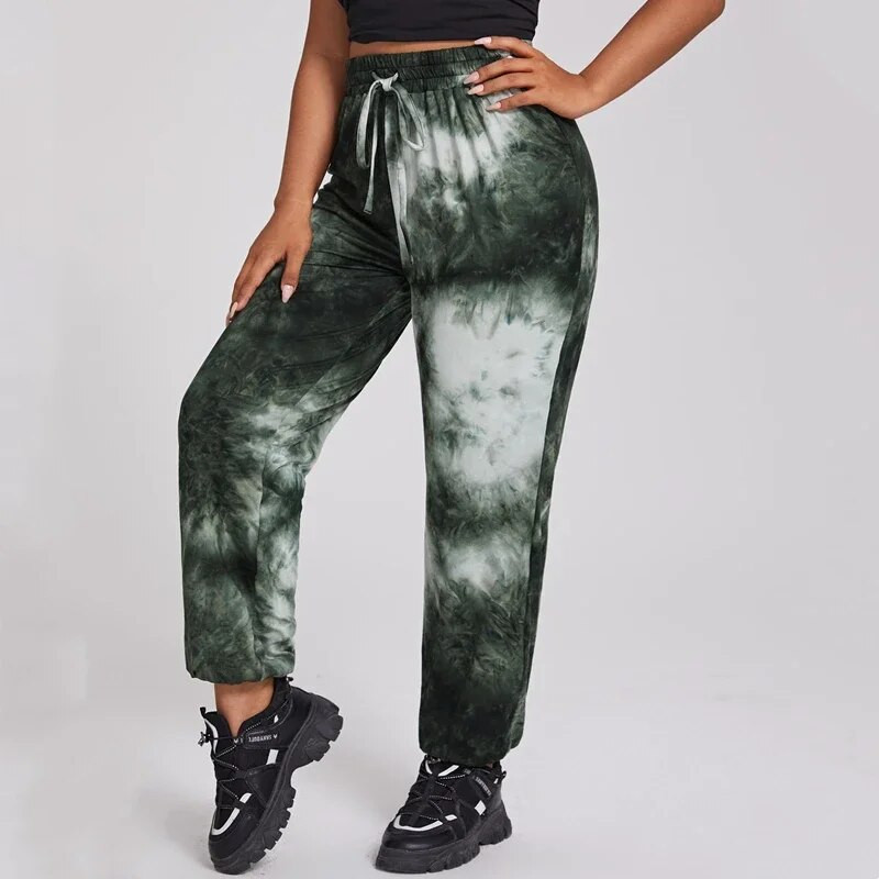 Με κορδόνι Μέση Καλοκαίρι Άνοιξη Παντελόνι Causal Tie Dye Παντελόνι ελαστικό μέσης Jogger Γυναικείο Αθλητικό παντελόνι μεγάλου μεγέθους 7XL 8XL