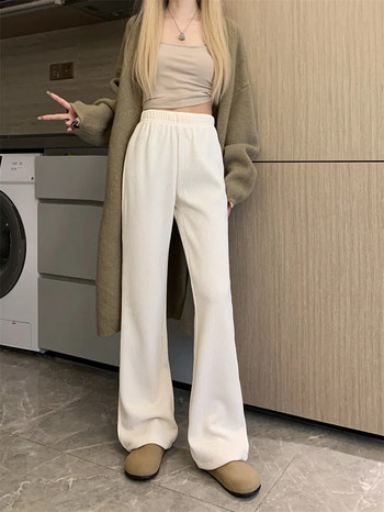 QWEEK Vintage Winter Corduroy Παντελόνι Γυναικεία Casual Κορεάτικη μόδα Ελαστική ψηλή μέση Γραφείο Lady Slim παντελόνι Harajuku