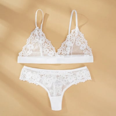 Teljes csipke fehérnemű szett Szexi női fehérnemű, átlátszó rövid ultravékony, drótmentesen felhúzható szexi melltartó rövid szettek Egzotikus intim szettek