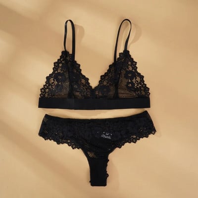 Teljes csipke fehérnemű szett Szexi női fehérnemű, átlátszó rövid ultravékony, drótmentesen felhúzható szexi melltartó rövid szettek Egzotikus intim szettek