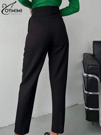 Oymimi Κομψό Γκρι Γκρι Γυναικείο Παντελόνι Μόδα Απλό Ψηλόμεσο Παντελόνι Casual ίσιο Παντελόνι Γυναικείο Ρούχο