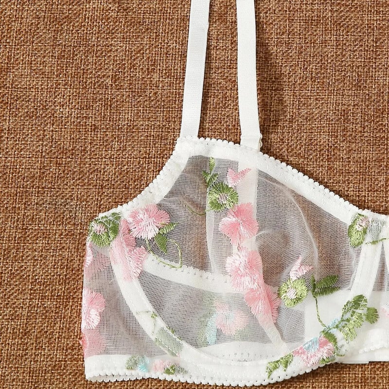 Szexi virág szettek Egzotikus jelmezek Láthatatlan melltartó Új szexi divatos G-String tanga hálóruha szett ropa belső mujer