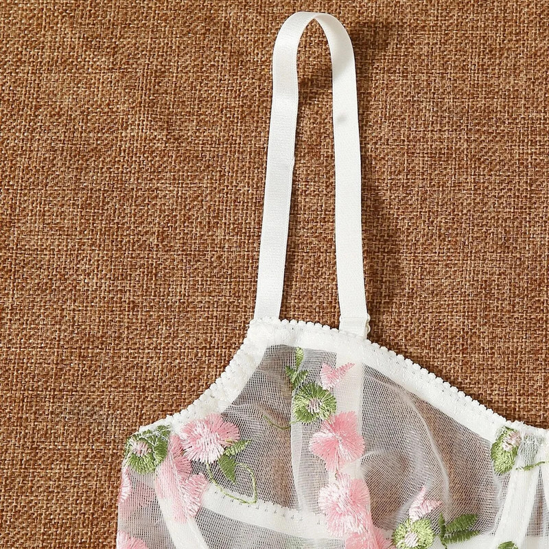 Szexi virág szettek Egzotikus jelmezek Láthatatlan melltartó Új szexi divatos G-String tanga hálóruha szett ropa belső mujer