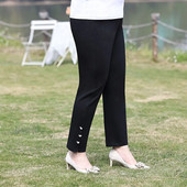 Dámske nohavice pre väčšie veľkosti, capri legíny na cvičenie s vreckami, čierne tepláky s vysokým pásom, spoločenské nohavice do práce