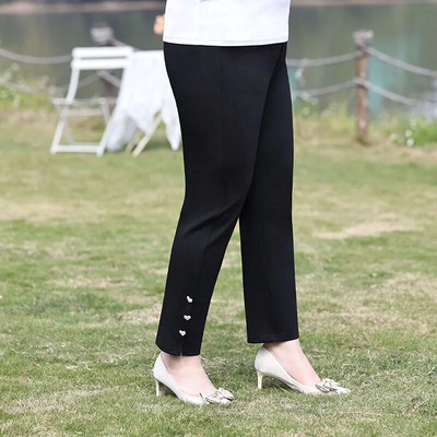 Dámske nohavice pre väčšie veľkosti, capri legíny na cvičenie s vreckami, čierne tepláky s vysokým pásom, spoločenské nohavice do práce