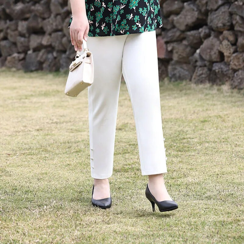 Dámske nohavice pre väčšie veľkosti, capri legíny na cvičenie s vreckami, čierne tepláky s vysokým pásom, spoločenské nohavice do práce