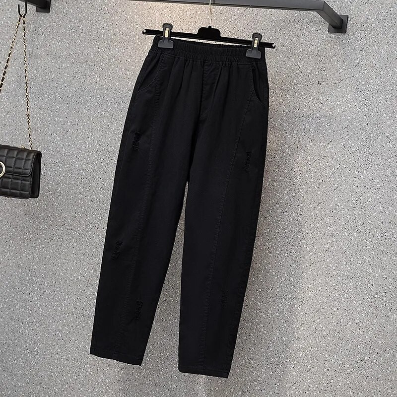 Ljetne ženske hlače veće veličine, korejski stil, široke, tanke rastezljive ravne sportske modne jednostavne ženske hlače za trčanje