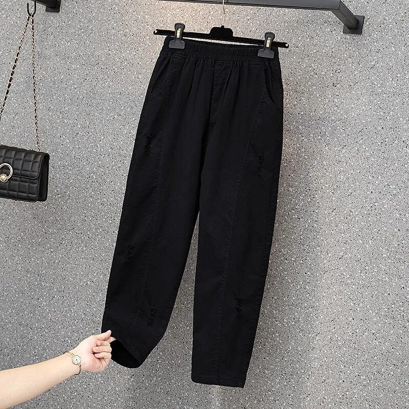 Ljetne ženske hlače veće veličine, korejski stil, široke, tanke rastezljive ravne sportske modne jednostavne ženske hlače za trčanje