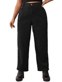 Nagy méretű őszi téli női alkalmi magas derekú, egyenes lábú zsebes kordbársony nadrág női nagy méretű ruházati nadrág 4XL