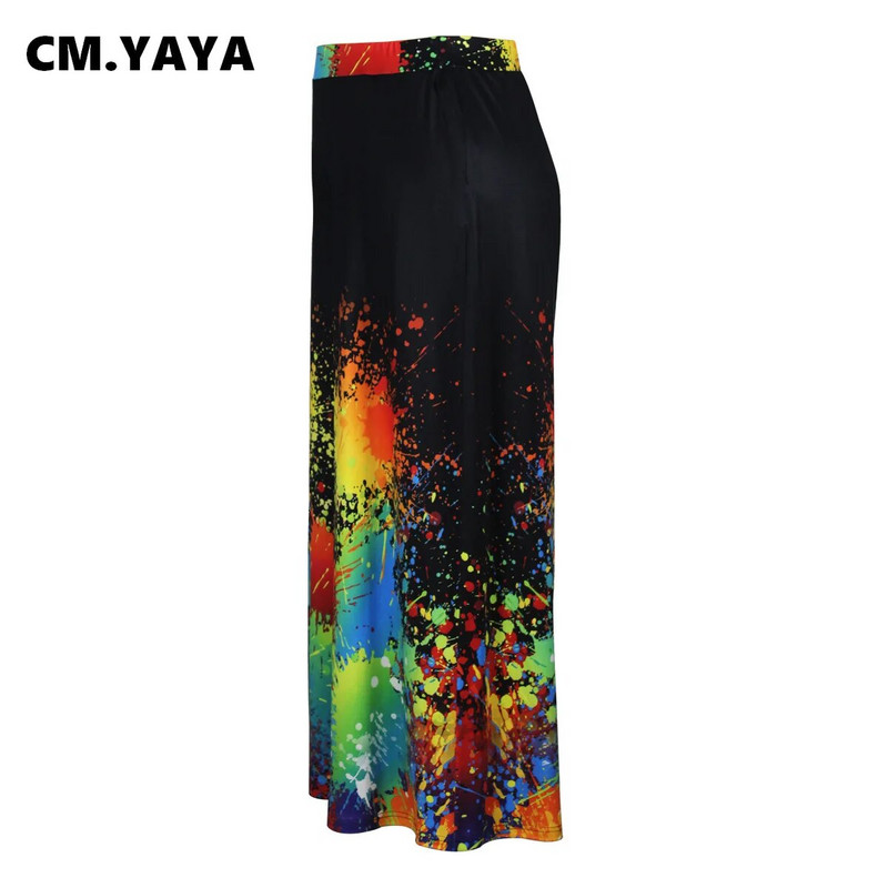 CM.YAYA Ženske veće veličine Galaxy Tie Dye 3D tiskane elastične hlače visokog struka širokih ravnih hlača 2023. Jesenske ulične hlače