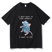 Velika Harajuku majica kratkih rukava Mouse I don't want to cook Majica s grafičkim printom Ležerna majica kratkih rukava Ženska velika veličina
