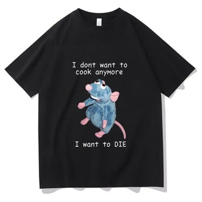 Плюс размер Harajuku тениска Mouse I don`t want to cook Тениска с графични щампи Ежедневна тениска с къс ръкав плюс размер Дамска тениска
