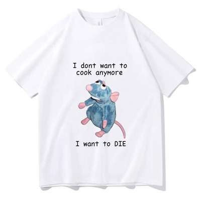 Velika Harajuku majica kratkih rukava Mouse I don't want to cook Majica s grafičkim printom Ležerna majica kratkih rukava Ženska velika veličina