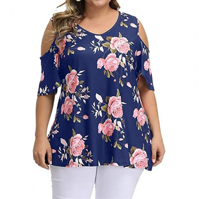 Ženska majica kratkih rukava s retro printom i O-izrezom, široki pulover koji upija znoj, dnevna odjeća, prozračne ljetne hladne majice na ramena, velika odjeća