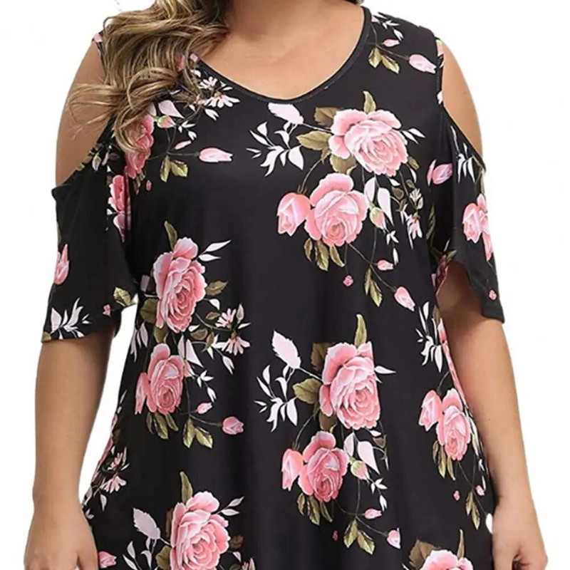 Ženska majica kratkih rukava s retro printom i O-izrezom, široki pulover koji upija znoj, dnevna odjeća, prozračne ljetne hladne majice na ramena, velika odjeća