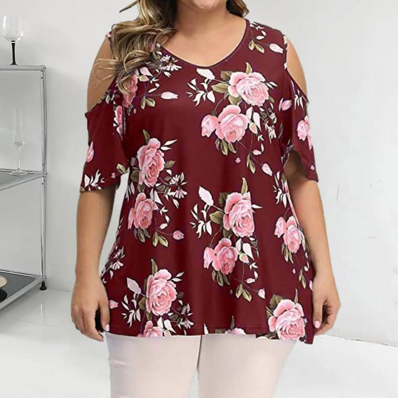 Ženska majica kratkih rukava s retro printom i O-izrezom, široki pulover koji upija znoj, dnevna odjeća, prozračne ljetne hladne majice na ramena, velika odjeća