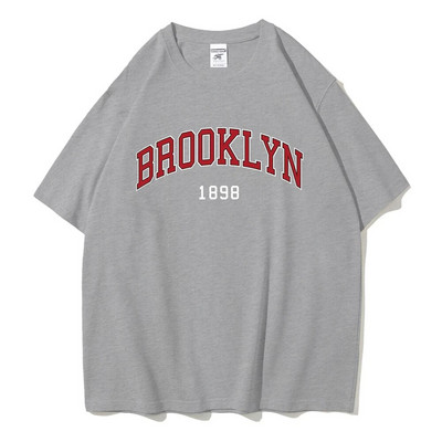 Nagy méretű Brooklyn New York Street 1898 betűs női póló, nyári póló, bő, nagy pamut rövid ujjú ruházat