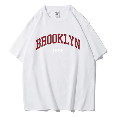 Nagy méretű Brooklyn New York Street 1898 betűs női póló, nyári póló, bő, nagy pamut rövid ujjú ruházat