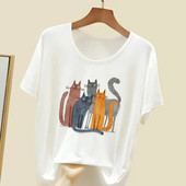 Μπλουζάκι σε μεγάλο μέγεθος Γυναικεία λευκά και μαύρα μπλουζάκια Maycaur New print μόδας O λαιμόκοψη κοντομάνικο T-shirt Summer Tees Casual Top