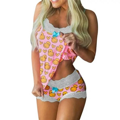 Σέξι Sleepwear Σετ Γυναικεία εσώρουχα Δαντελένια Εσώρουχα Cami Vest Σορτς Plus Size Αμάνικο σορτς Camisole 5XL Nighties Πυτζάμες