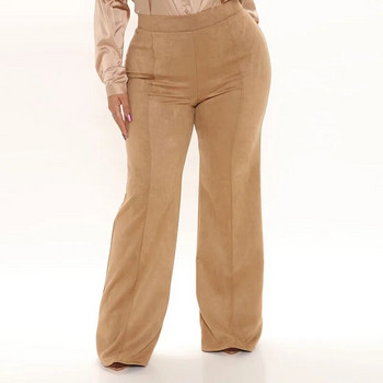 Плюс размер Панталони от изкуствена велурена кожа Дамски тесни панталони с права крачола с висока талия Дамски ежедневни еластични панталони по тялото 4xl Персонализирани
