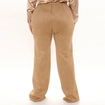 Плюс размер Панталони от изкуствена велурена кожа Дамски тесни панталони с права крачола с висока талия Дамски ежедневни еластични панталони по тялото 4xl Персонализирани