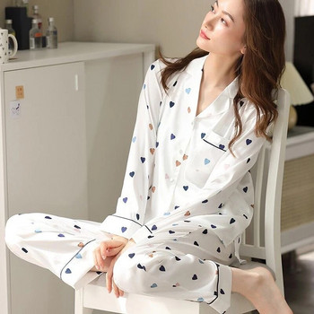 Нов комплект дамски пижами с дизайн на V-образно деколте Луксозно спално облекло с щампа на кръст и букви Копринено като домашно облекло XXXXL Нощно облекло с голям размер