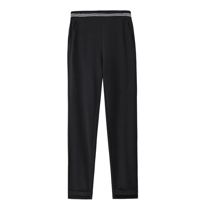 Dámske nohavice pre väčšie veľkosti, capri legíny na cvičenie s vreckami, čierne tepláky s vysokým pásom, spoločenské nohavice do práce