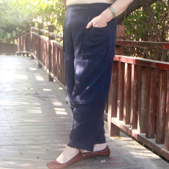 Палацо панталони за жени голям размер широки крачоли Рокля ленени панталони Панталони летни еластични бохо панталони тренировъчно облекло панталони WD161