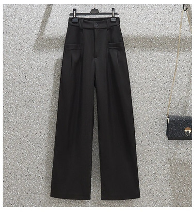 Didelio dydžio 3XL 4XL 5XL kelnės moterims aukštu juosmeniu Madingos laisvos plačios kelnės Moteriški dideli korėjietiški drabužiai