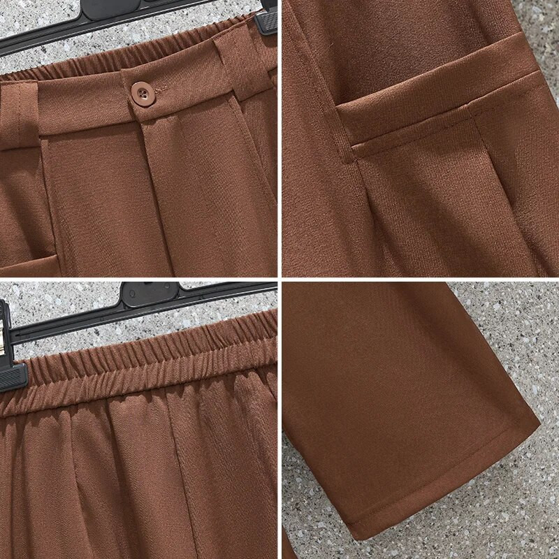 Didelio dydžio 3XL 4XL 5XL kelnės moterims aukštu juosmeniu Madingos laisvos plačios kelnės Moteriški dideli korėjietiški drabužiai