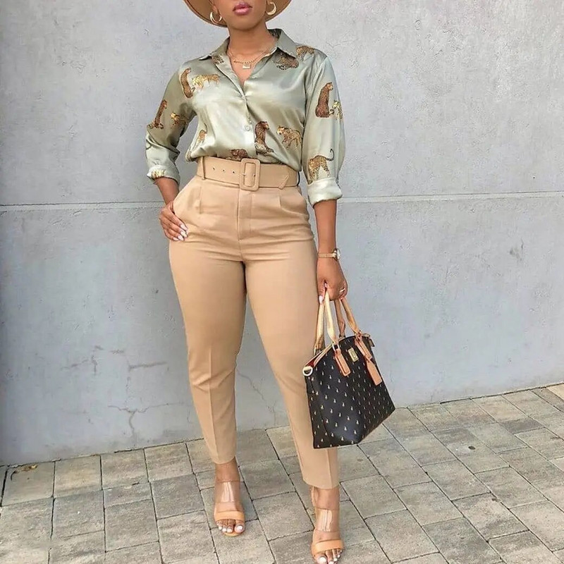 Ženske hlače velikih veličina Svečane prigode Modne hlače Uredske dame Ležerna odjeća s remenom Proljeće 2023. Ženske elegantne pencil hlače
