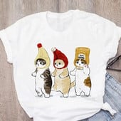 Tricou de mărime Plus pentru femei Tricou cu desene animate cu pisică drăguță Tricou grafic Harajuku Tricou imprimat Top estetic la modă Tricou Femeie