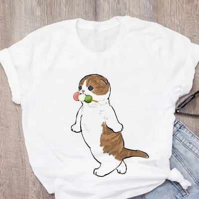 Tricou de mărime Plus pentru femei Tricou cu desene animate cu pisică drăguță Tricou grafic Harajuku Tricou imprimat Top estetic la modă Tricou Femeie
