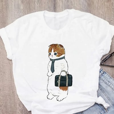 Tricou de mărime Plus pentru femei Tricou cu desene animate cu pisică drăguță Tricou grafic Harajuku Tricou imprimat Top estetic la modă Tricou Femeie