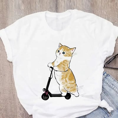 Tricou de mărime Plus pentru femei Tricou cu desene animate cu pisică drăguță Tricou grafic Harajuku Tricou imprimat Top estetic la modă Tricou Femeie