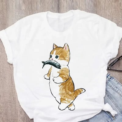 Tricou de mărime Plus pentru femei Tricou cu desene animate cu pisică drăguță Tricou grafic Harajuku Tricou imprimat Top estetic la modă Tricou Femeie