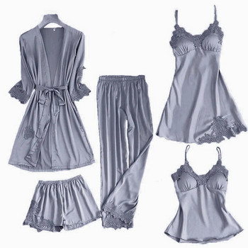 Σατέν δαντέλα πιτζάμες Γυναικεία λουράκι Τοπ παντελόνι Πυτζάμες Κοστούμι ύπνου Άνοιξη Φθινόπωρο Πυτζάμες Σπίτι Νυχτικό Ρόμπα Φόρεμα M-XXL