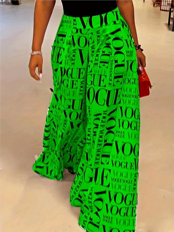 Μεγάλο μέγεθος Φθινοπωρινό νέο γεωμετρικό φλοράλ καρό παντελόνι Γυναικείο φαρδύ πόδι Φαρδύ γυναικείο παντελόνι Casual γυναικείο μακρύ παντελόνι 2023