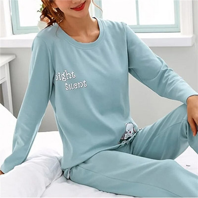 Moterų mielas animacinis filmas pavasaris ruduo ilgomis rankovėmis kelnių pižamos rinkinys Laisvalaikis didelio dydžio miegui skirtas moteriškas medvilninis namų drabužis