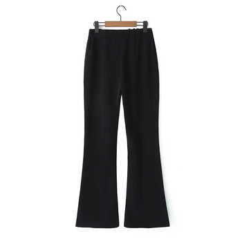 Knit Texture Drape Effect Ψηλόμεσο παντελόνι με καμπάνα Plus μέγεθος Άνοιξη Καλοκαίρι Νέο ολόσωμο παντελόνι Micro Flare OL κοστούμι παντελόνι