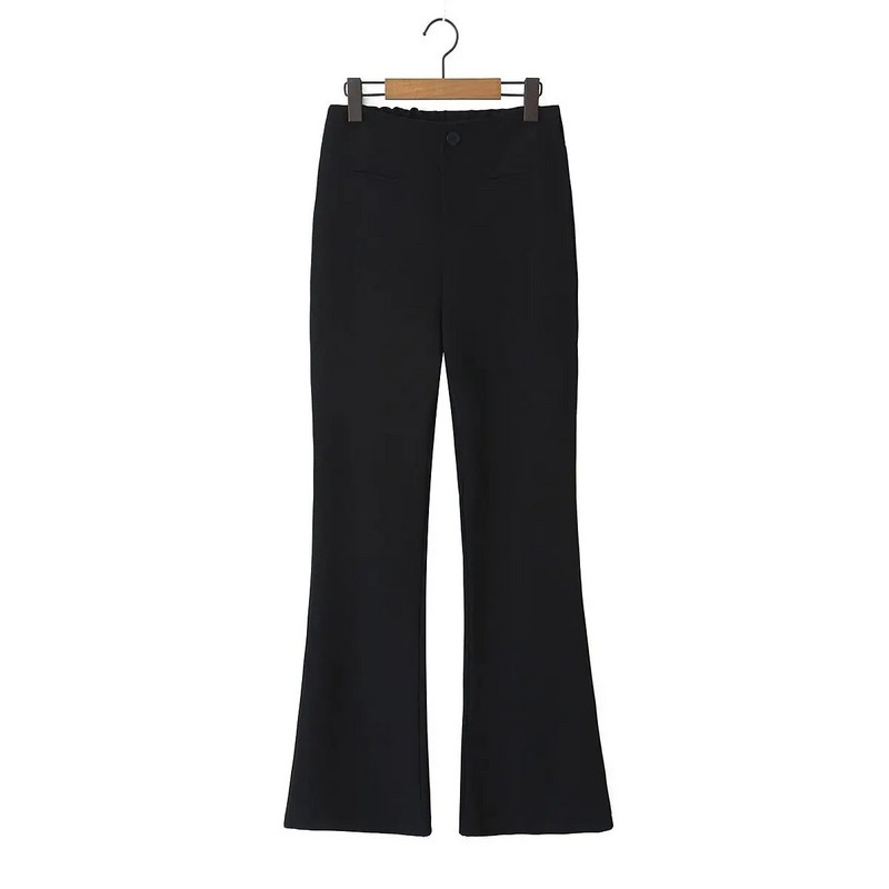 Knit Texture Drape Effect Ψηλόμεσο παντελόνι με καμπάνα Plus μέγεθος Άνοιξη Καλοκαίρι Νέο ολόσωμο παντελόνι Micro Flare OL κοστούμι παντελόνι